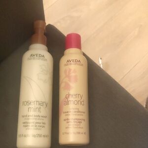 2pc Bundle~Aveda Rosemary Mint body wash250ml +Cherry Almond 200ml conditione